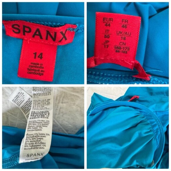 SPANX Bayside Halter Shaping 1Piece Swimsuit Ring Buckle Slimming Padded Blue 14 - Picture 13 of 16